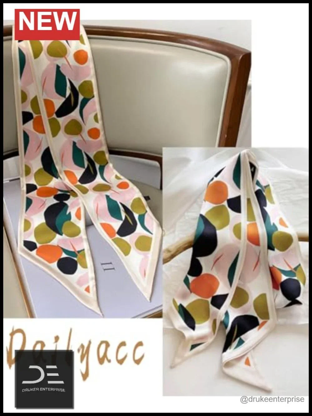 Silky Satin Headscarf Wrap Lightweight Fashion Scarf Multi-Use